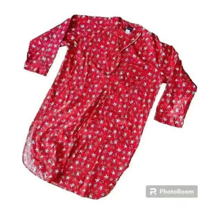 Knothe Christmas Tree Snowman North Pole Night Shirt Size Small Medium Cottage